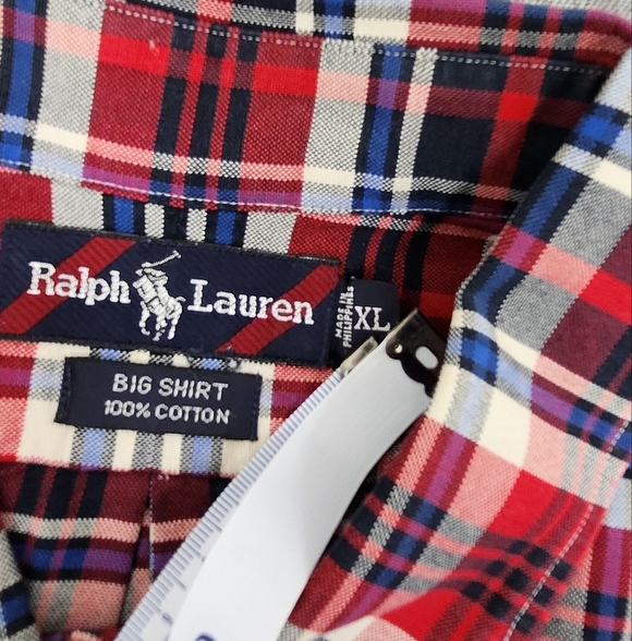 Vintage Ralph Lauren Big Shirt Plaid 100% Cotton Button Down Pocket Shirt. XL - Picture 3 of 9